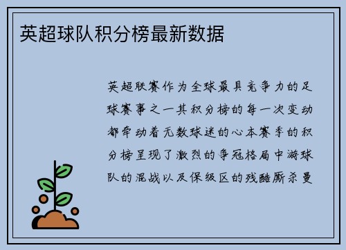 英超球队积分榜最新数据